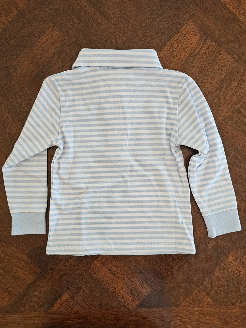 NWT Cecil & Lou Blue Stripe Knit Embroidered Pumpkin Long Sleeve Polo 24M - Picture 5 of 6